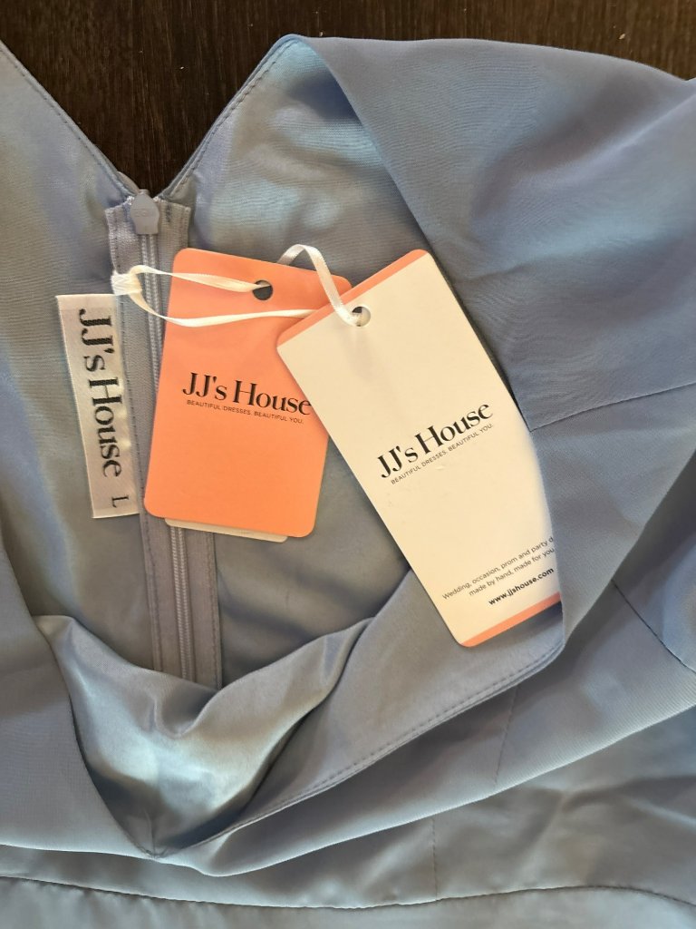 Nwt Jj's House Dusty Blue Chiffon V-Neck Flutter Sleeve Maxi Dress Size L — image 4 of 7